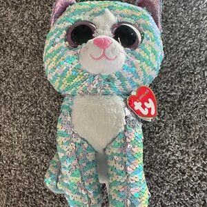 Ty Sequin Cat Plush - Flippable Pastel Multicolor